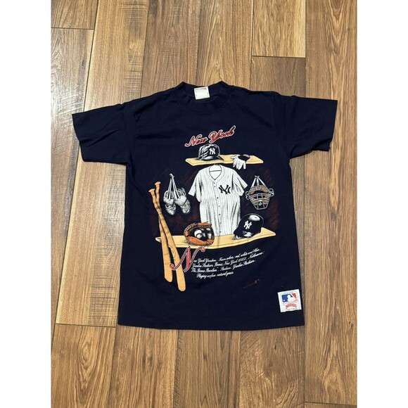 New York Yankees Vintage 1991 Single Stitch Baseball T-Shirt Sz M Nutmeg Mills - Picture 1 of 6